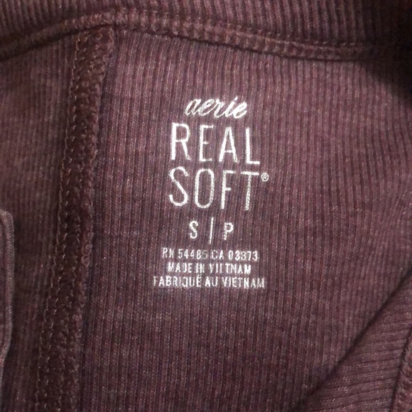 Aerie Real Soft ribbed purple half button long sleeve shirt, Small - Picture 3 of 5